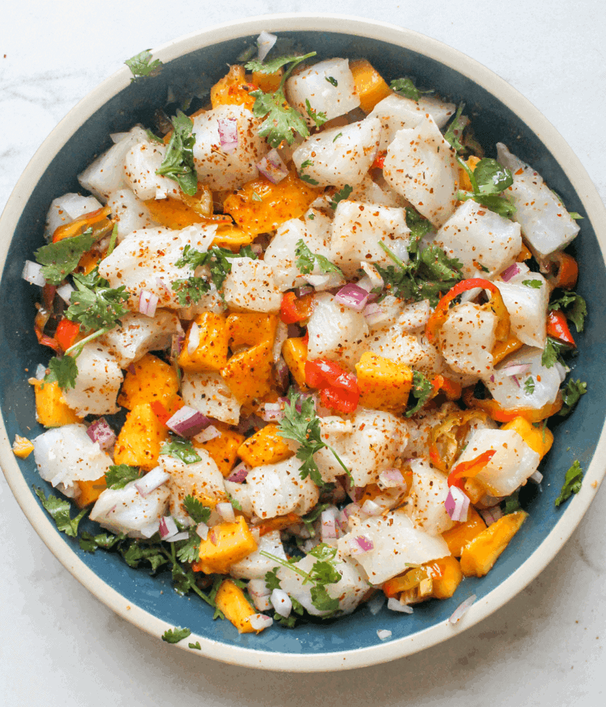 bowl of sea bass ceviche