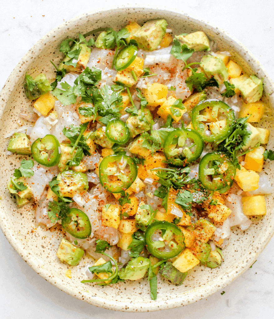 close up of snapper ceviche