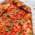 close up of a summer phyllo tomato tart