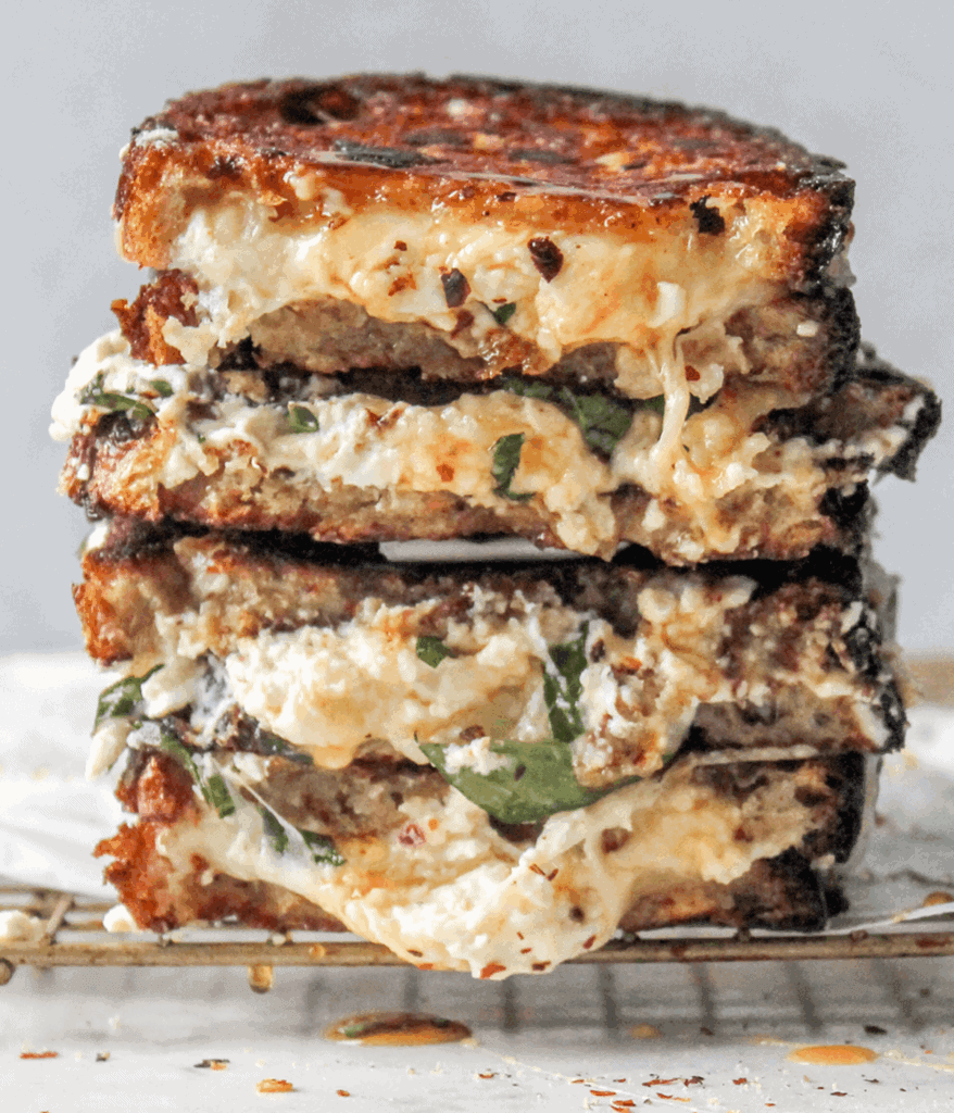 stacked goat cheese grilled cheese