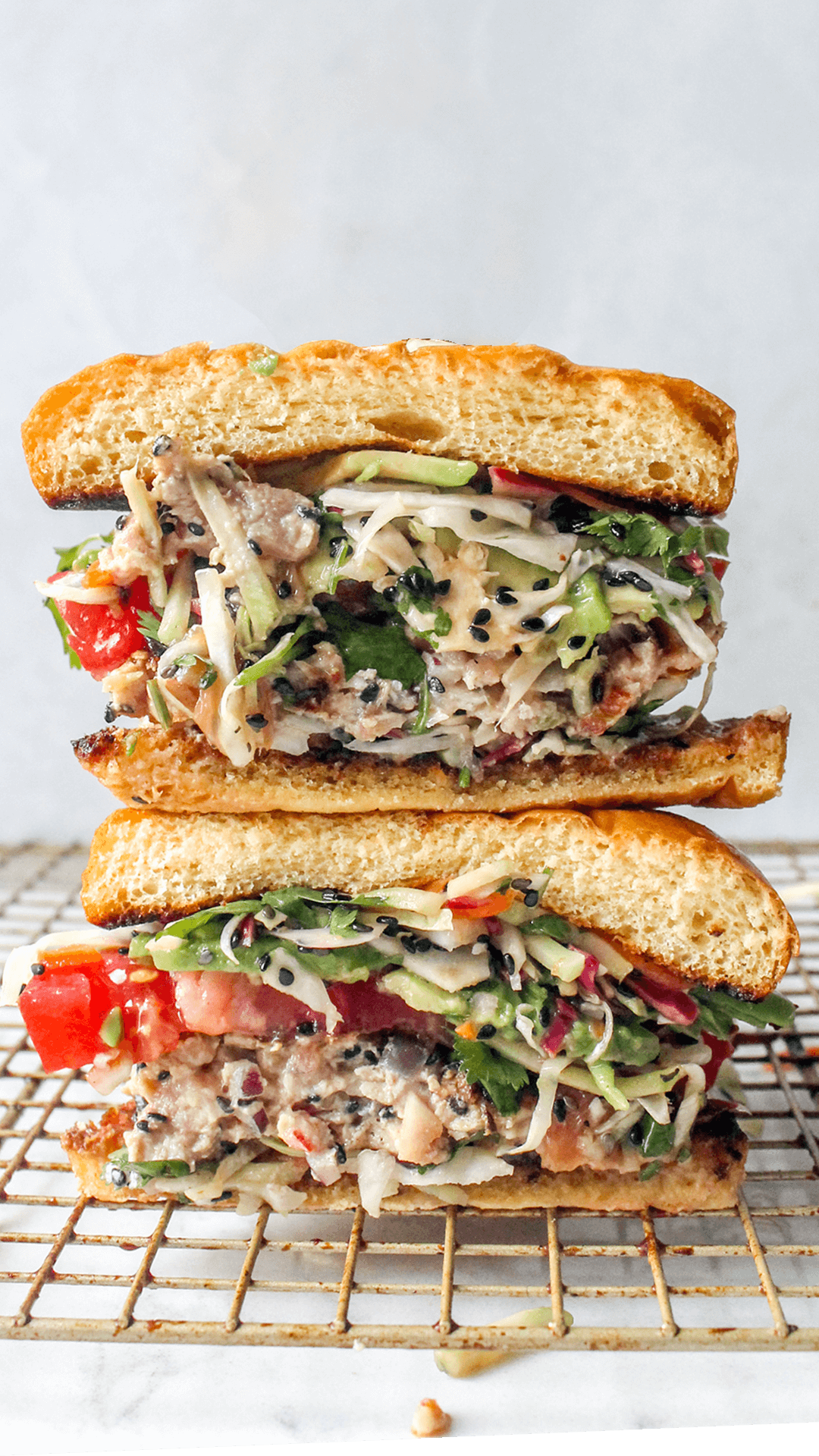 Stacked Spicy tuna burger