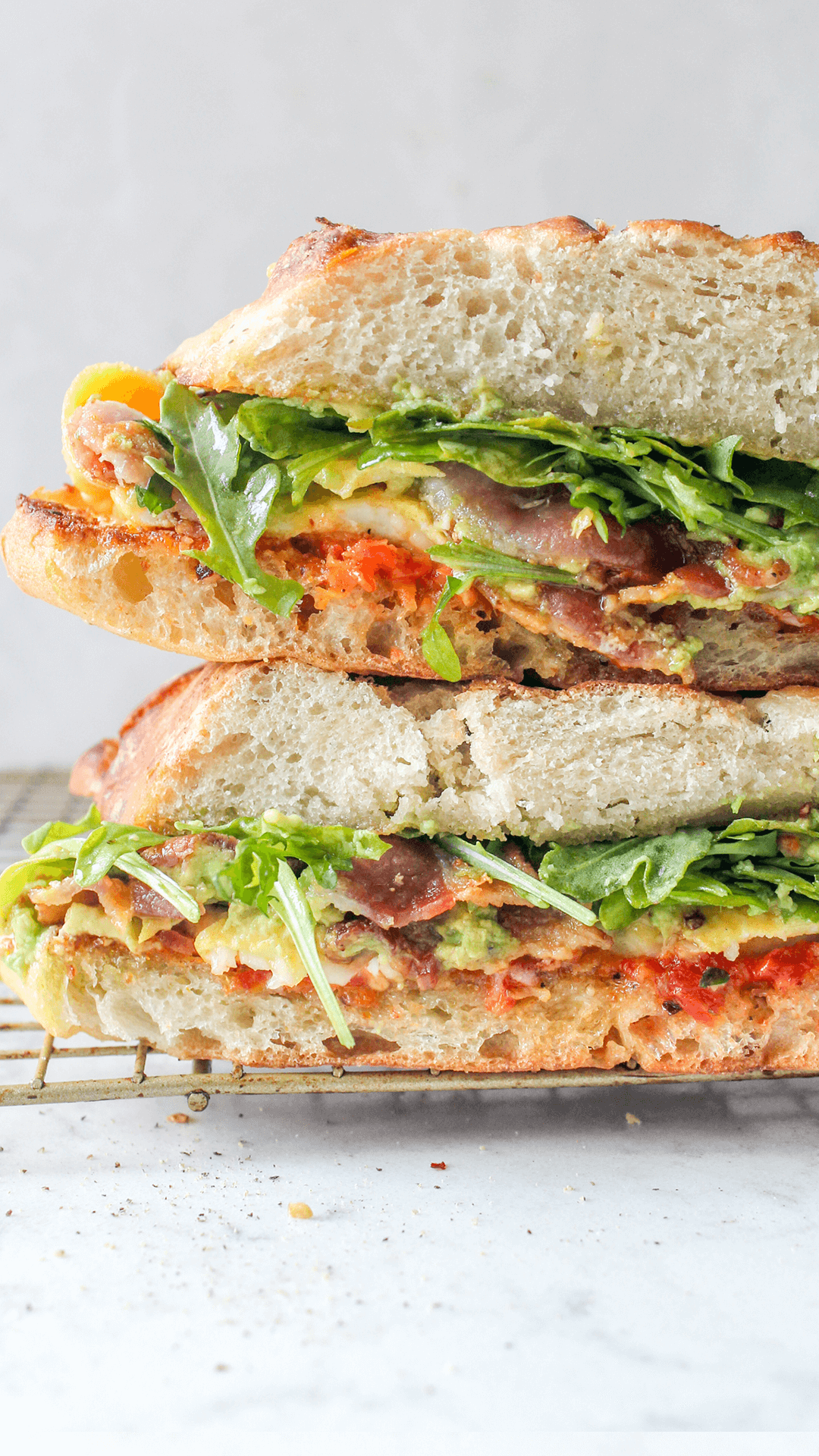 close up of sundried tomato breakfast sandwich