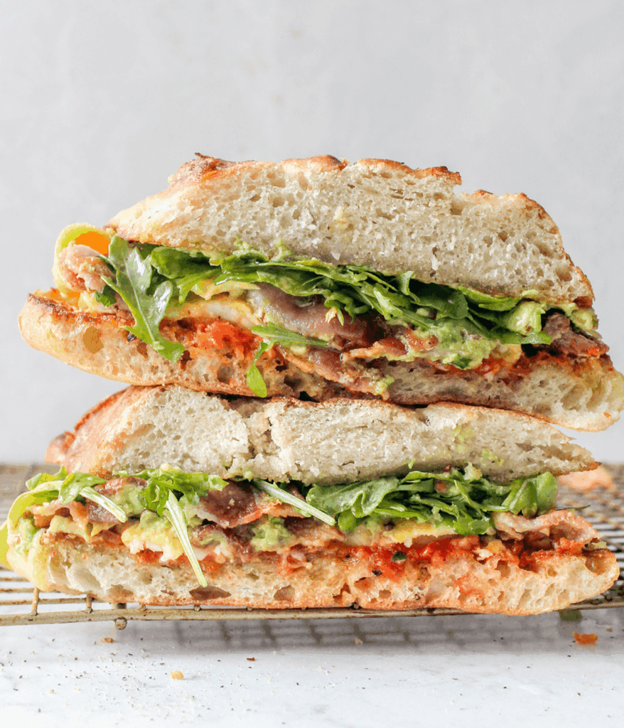 stacked sundried tomato breakfast sandwich