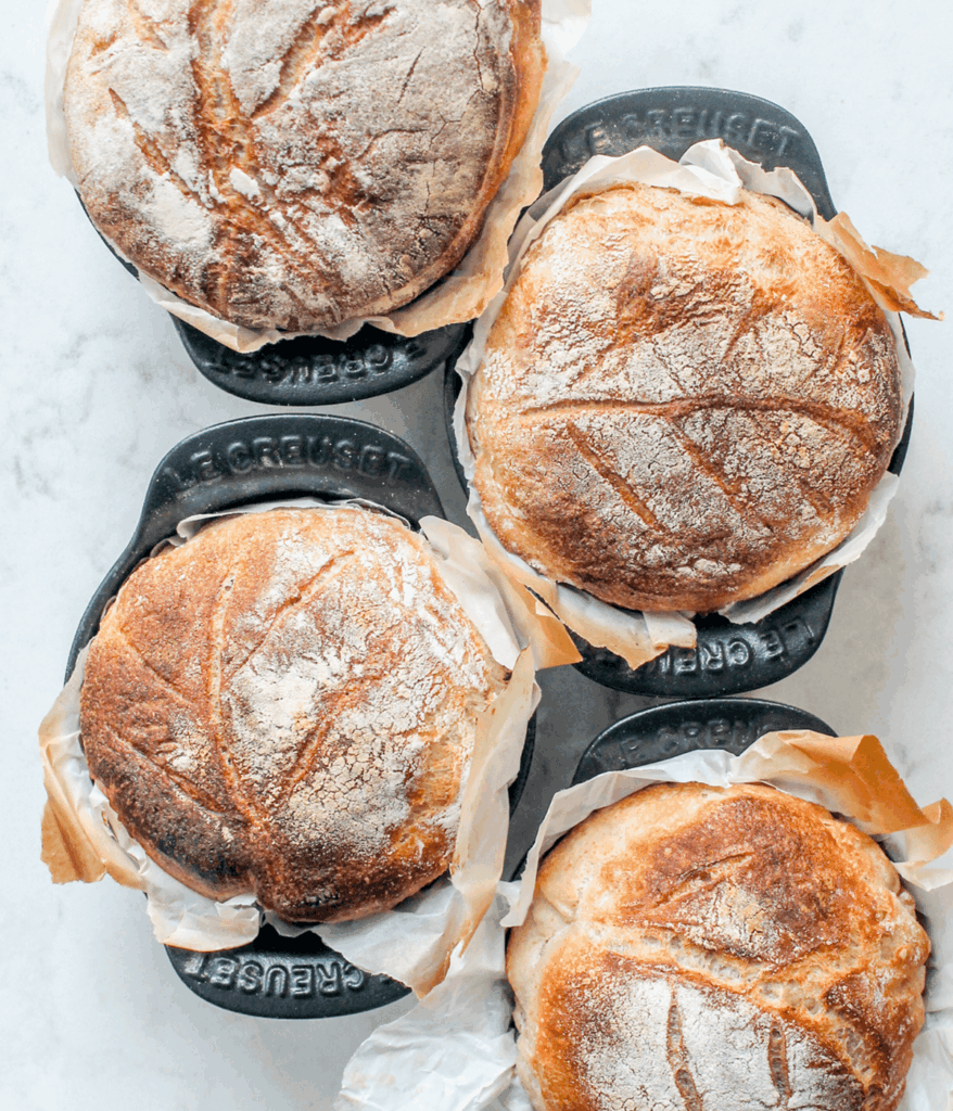 four mini sourdough loaves