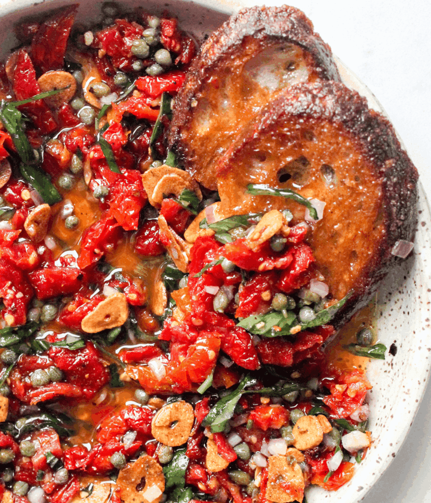 bread with sun-dried tomato dip