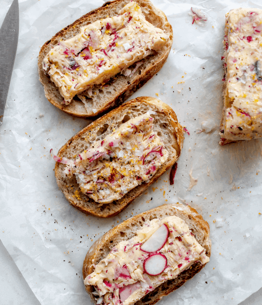 radish butter on toast