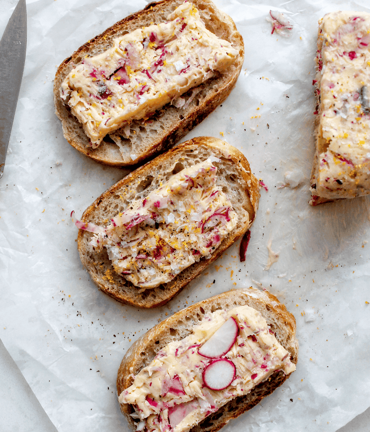 radish butter on toast