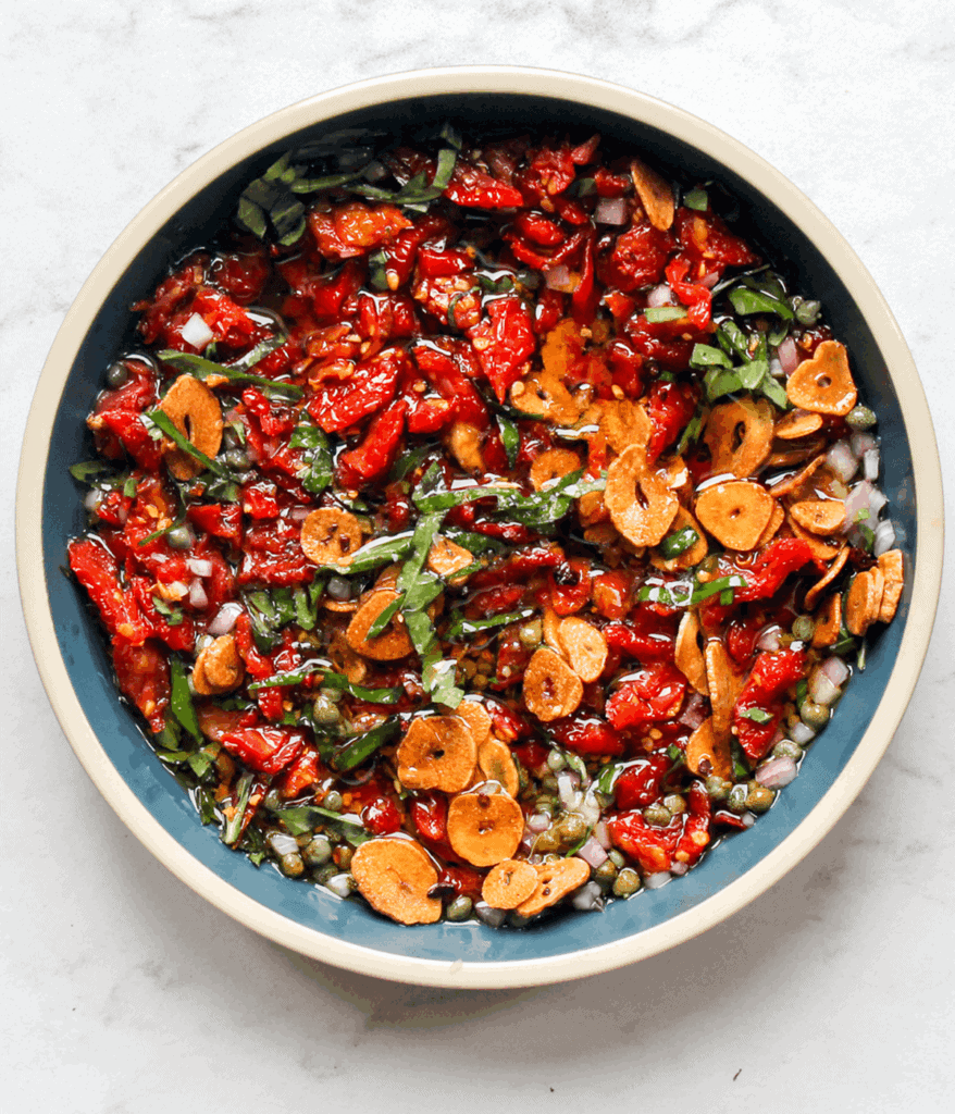 prep for sun-dried tomato dip
