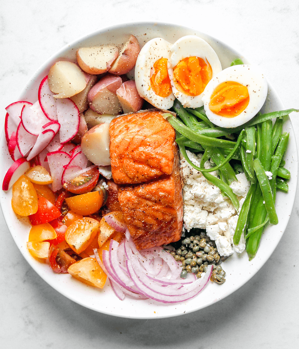 bowl of maple smoked salmon salad