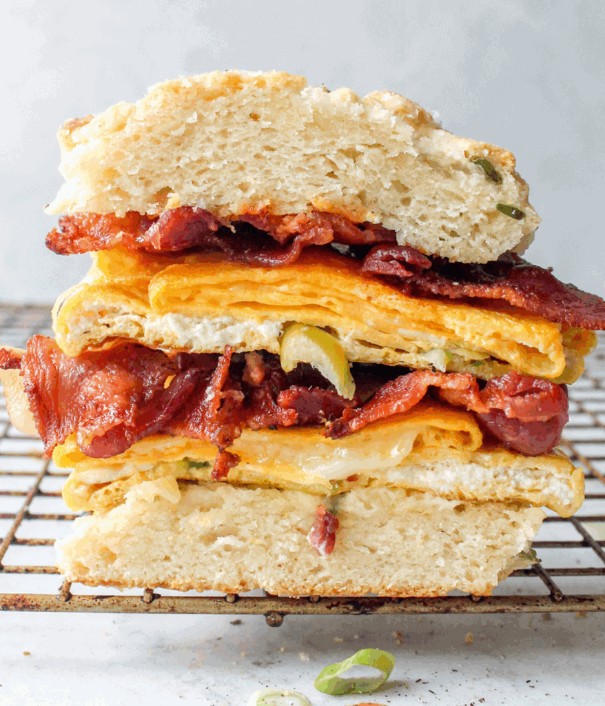 Easy Sour Cream and Scallion Biscuit sandwich