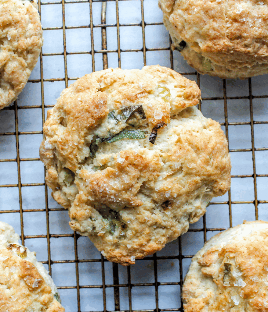 Sour Cream and Scallion Biscuit on baking sheet