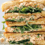 stacked spicy tuna salad sandwich