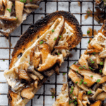 close up of mushrooms on toast