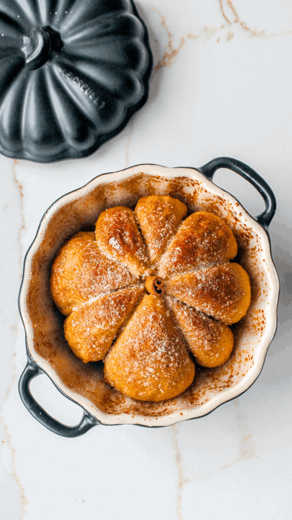close up of pumpkin bagels