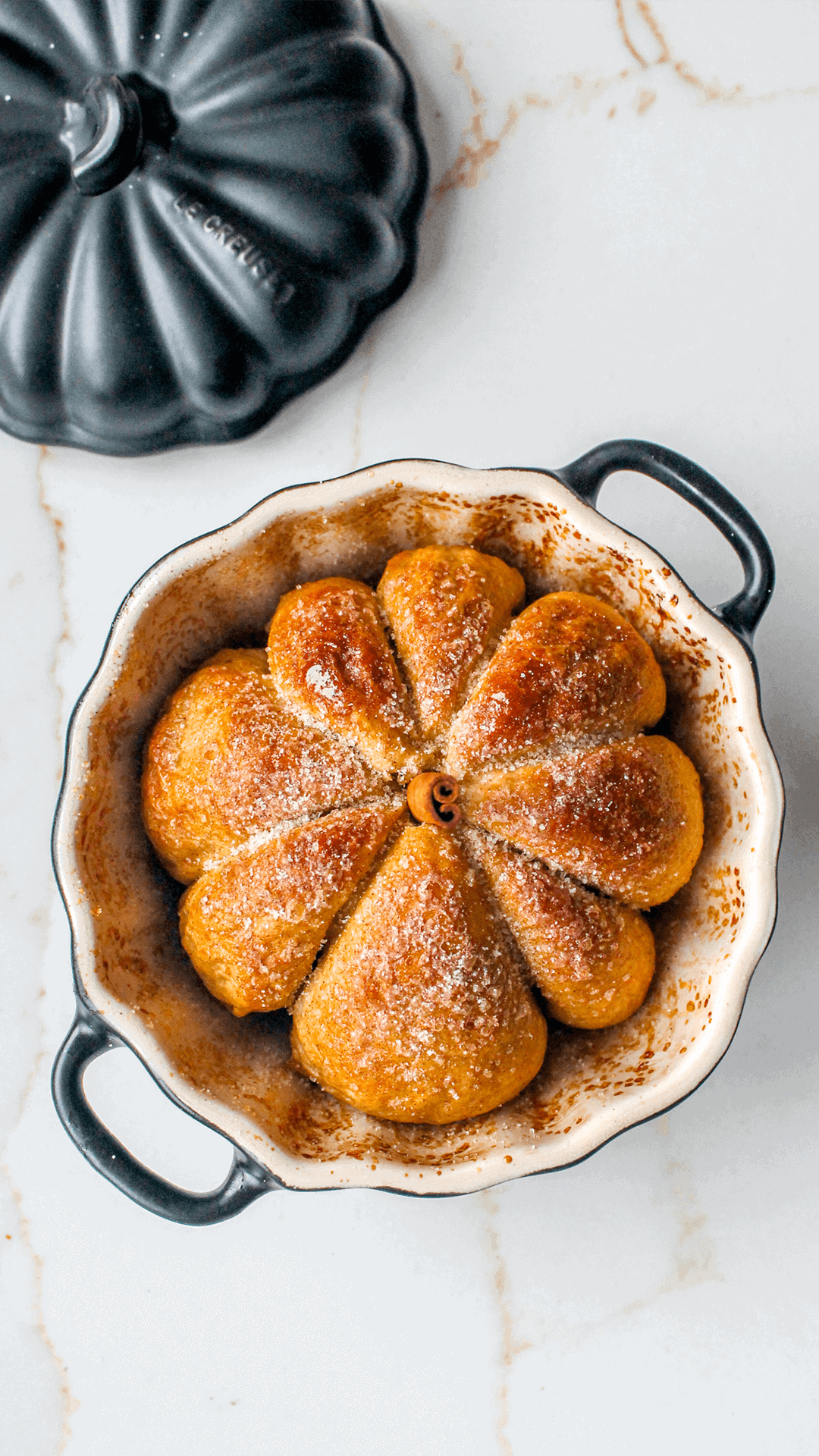 close up of pumpkin bagels