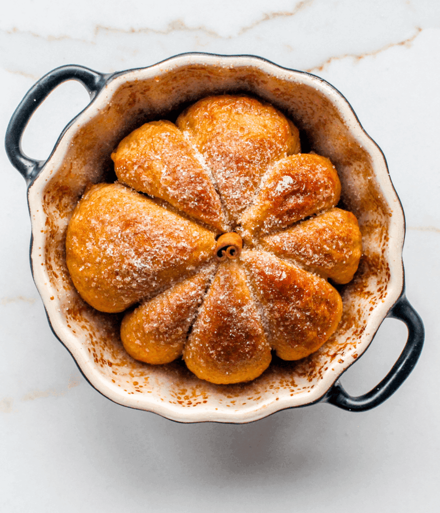 close up of pumpkin bagels