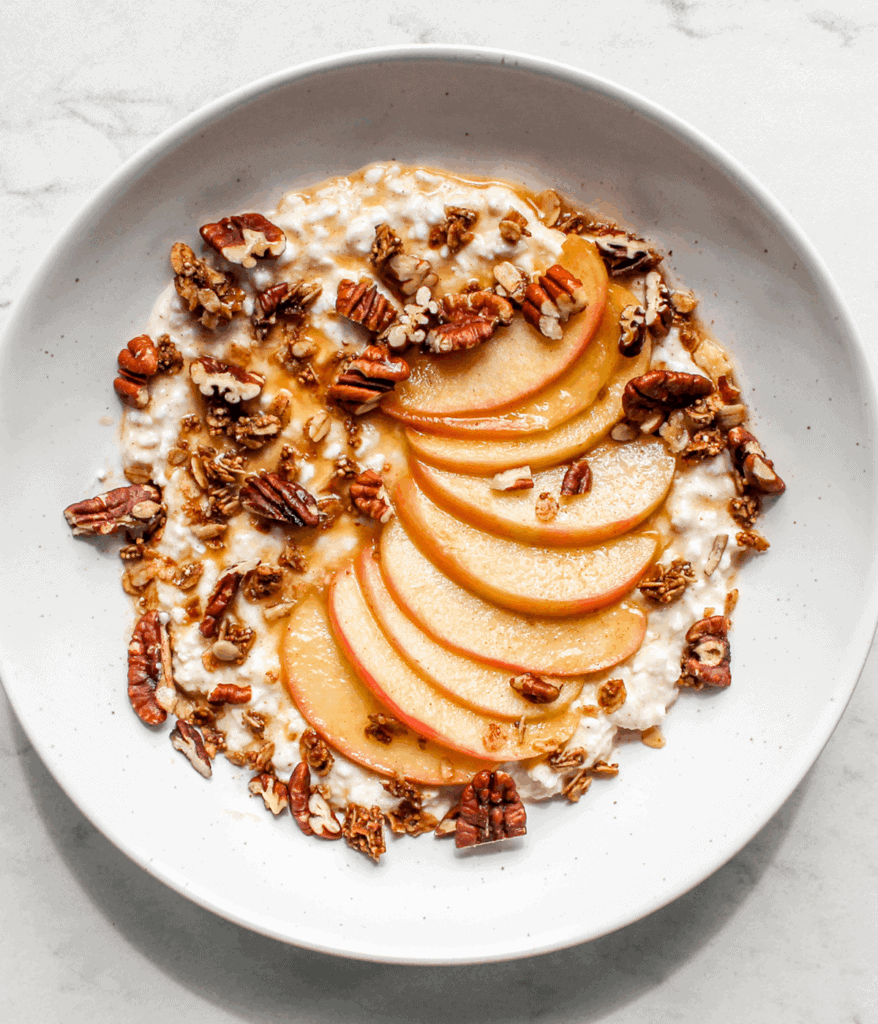 close up of cottage cheese breakfast bowl