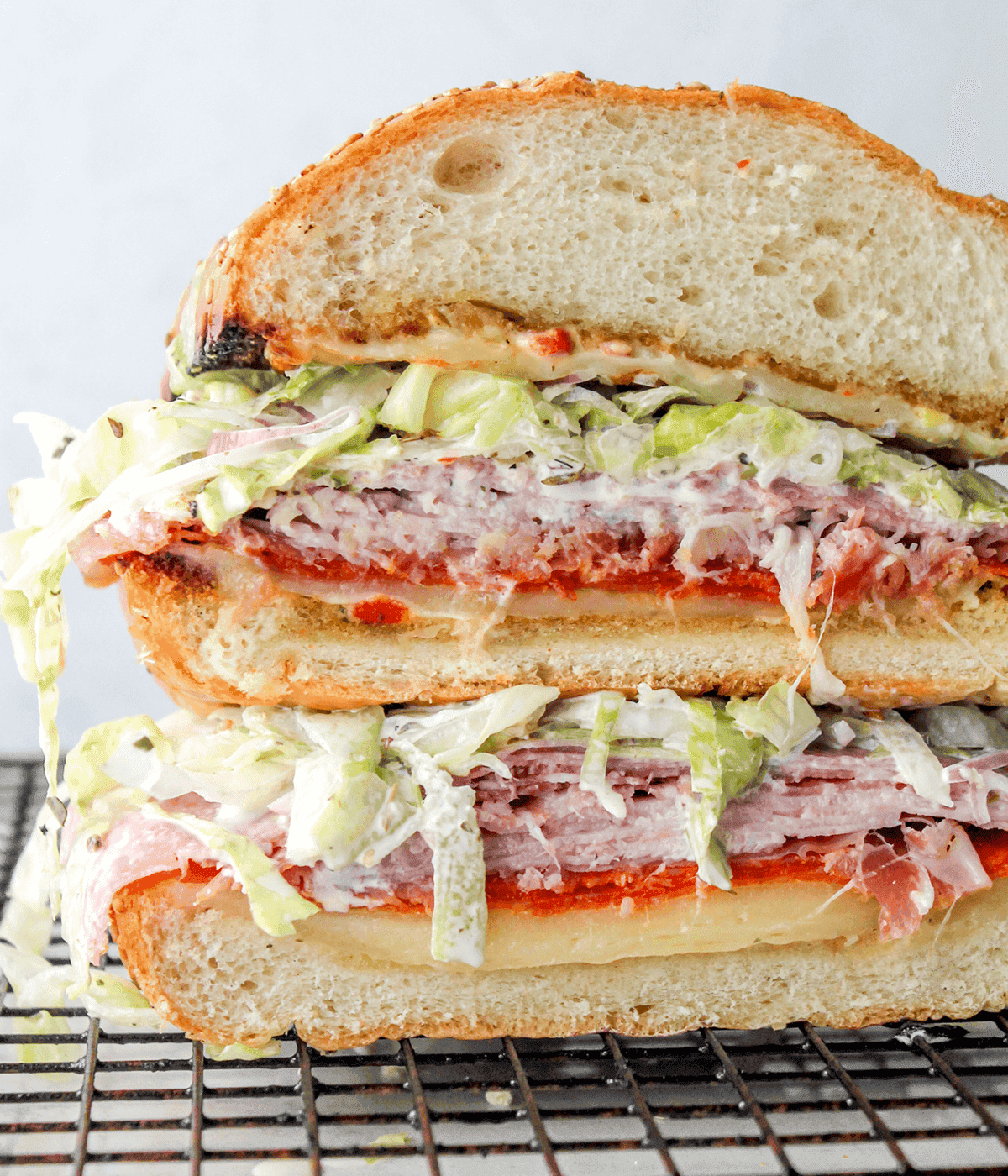 stacked mini italian sandwiches