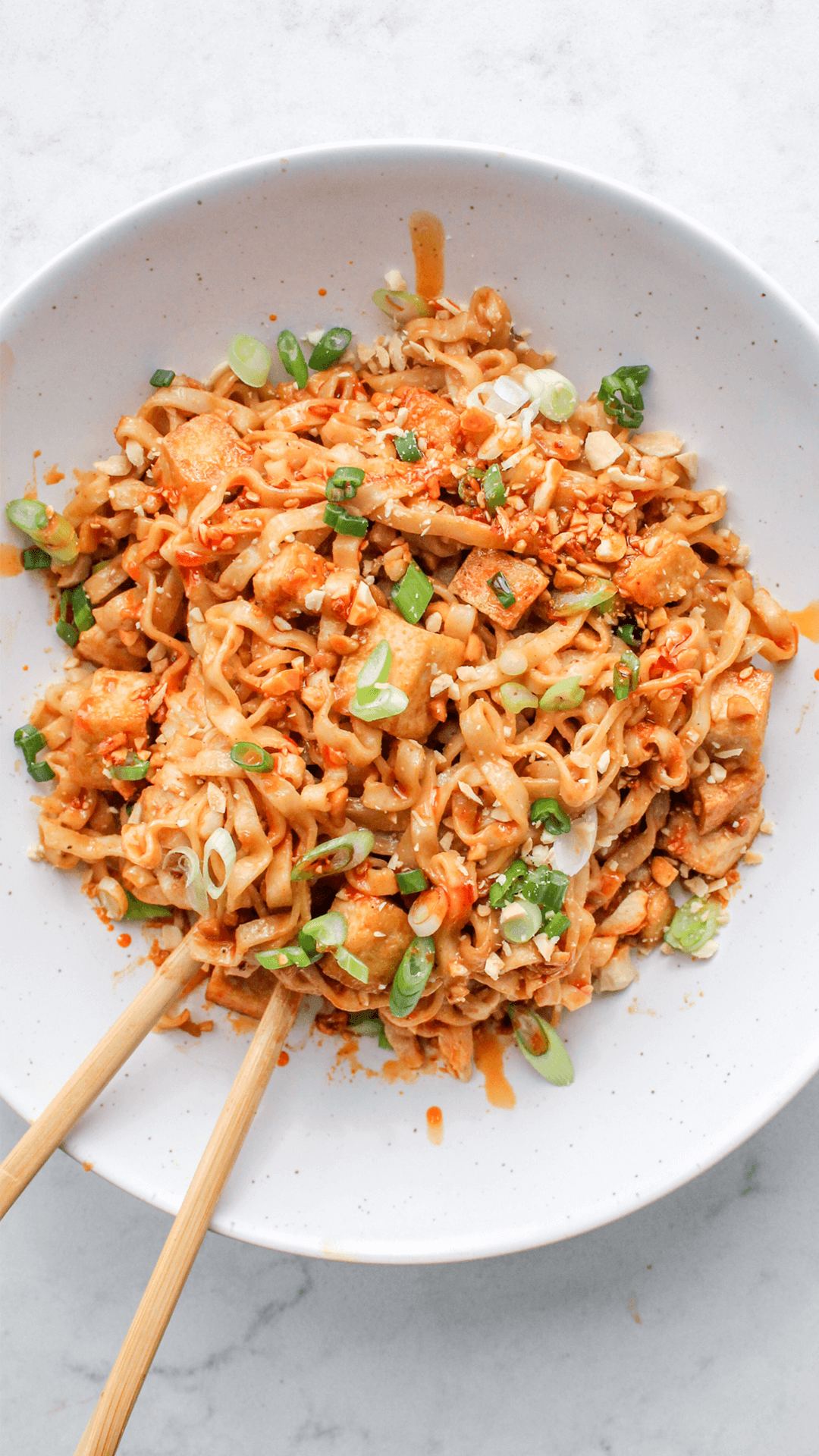 bowl of spicy peanut butter noodles