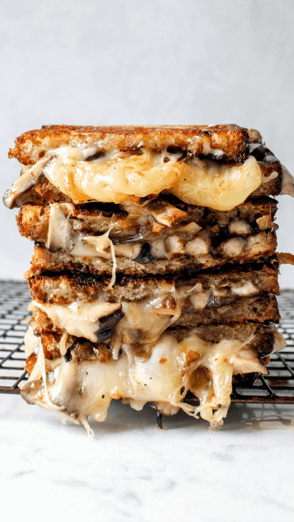 stacked mushroom onion melt