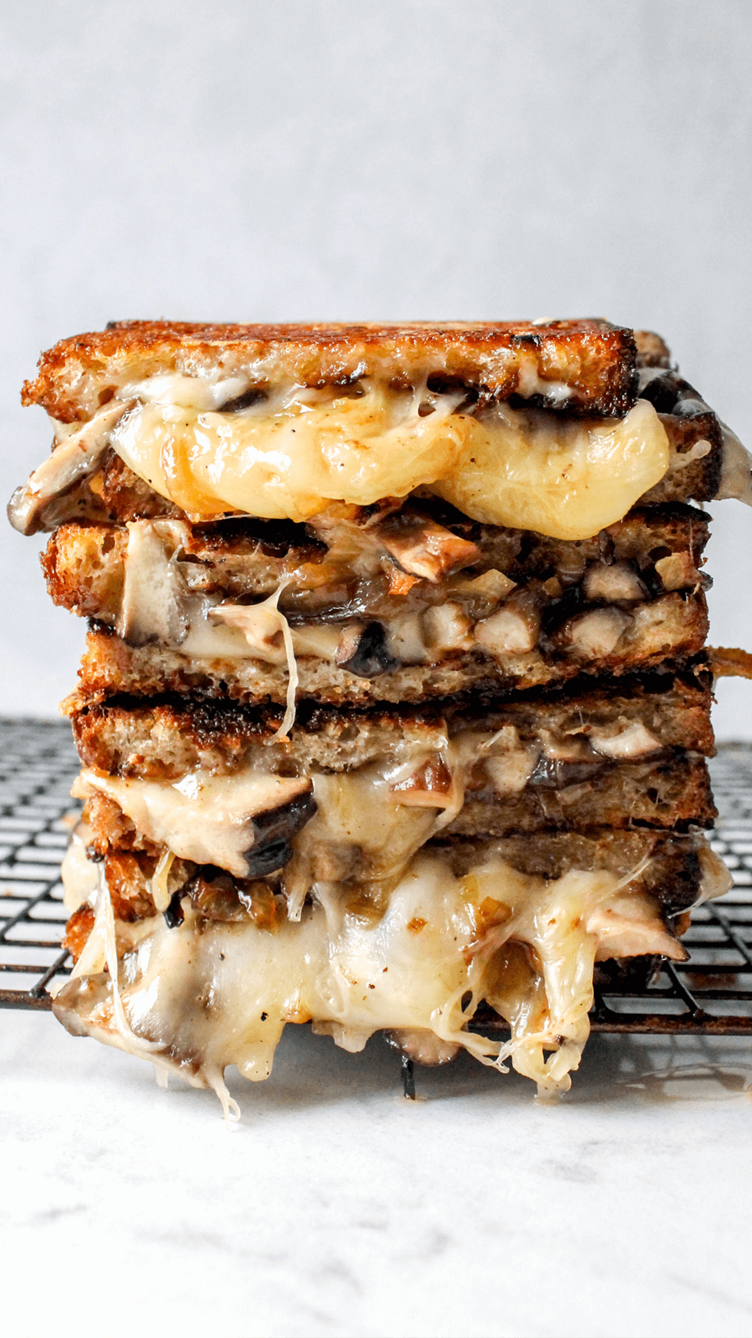 stacked mushroom onion melt