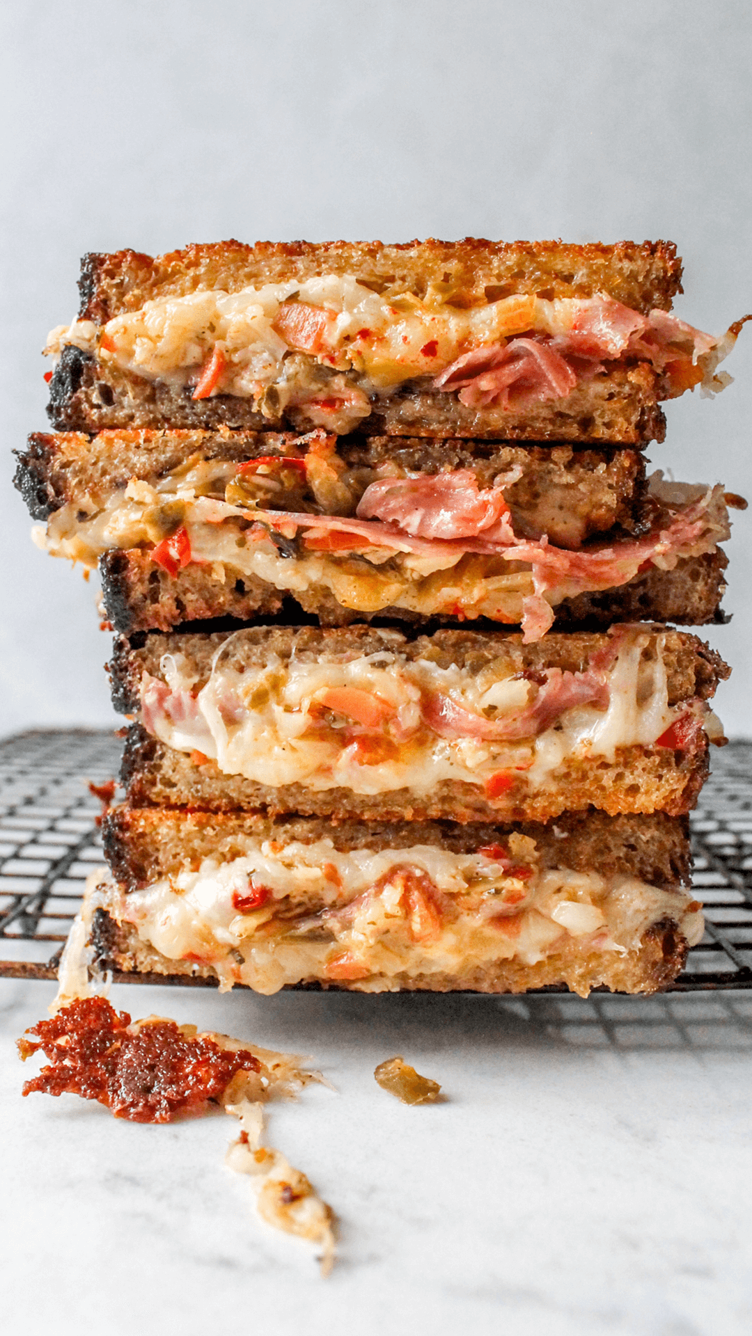 stacked giardiniera grilled cheese