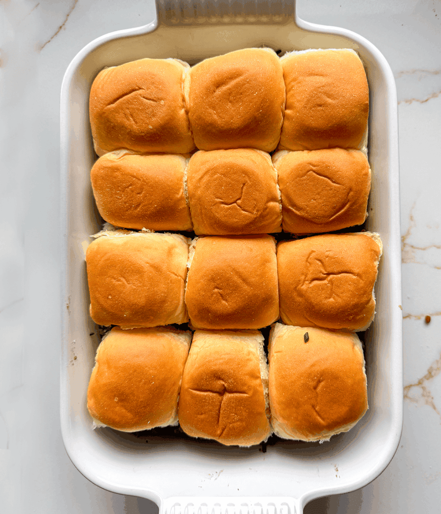 assembly for french onion beef sliders