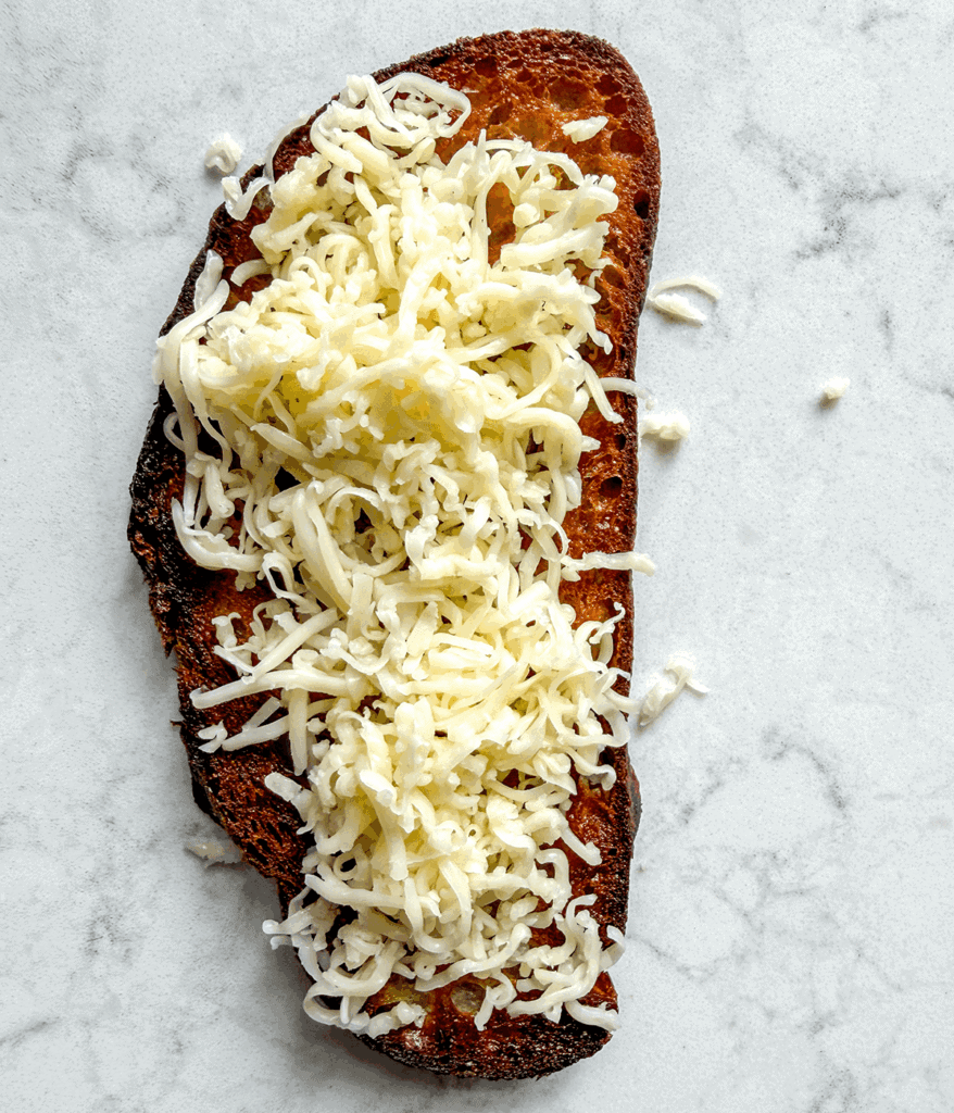assembled grilled cheese mushroom sandwich