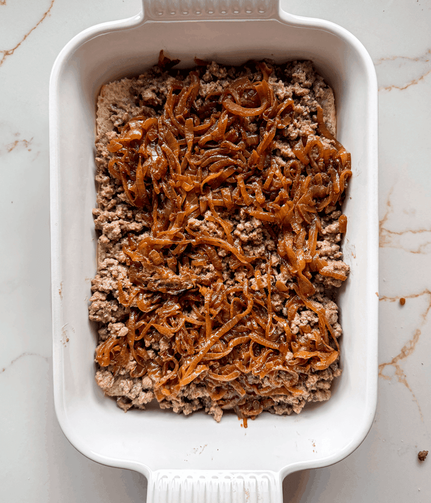 assembly for french onion beef sliders
