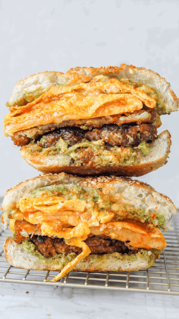 stacked chorizo breakfast sandwich