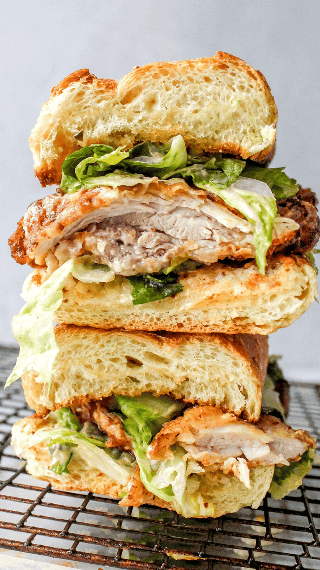 stack of Buttermilk Fried Chicken Sandwich