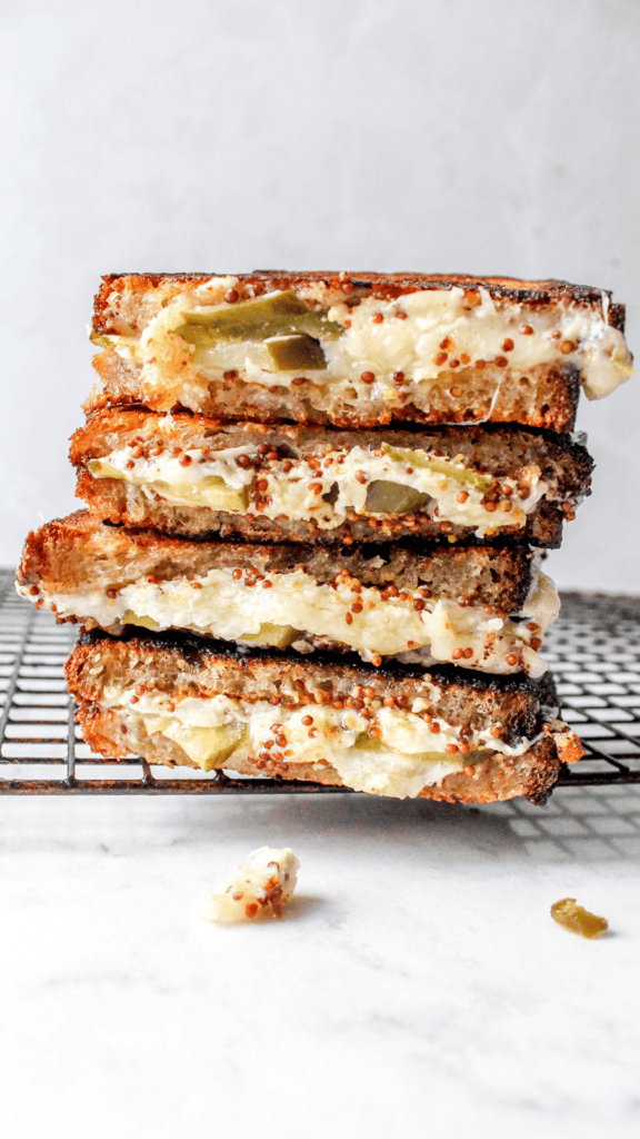 stacked pickled grilled cheese