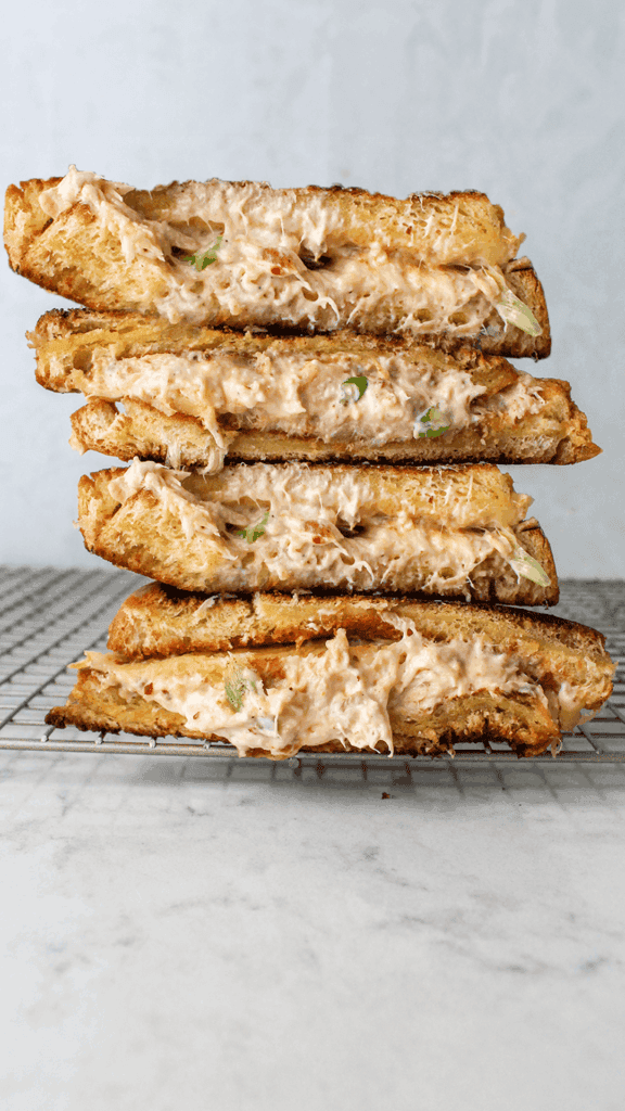 stacked spicy salmon melt