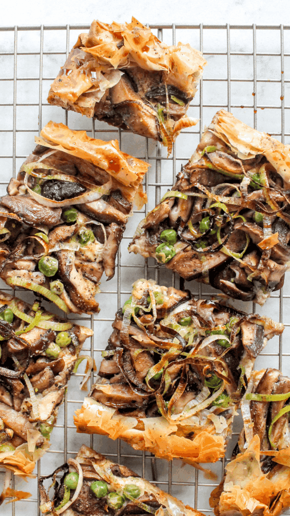 cut up Mushroom Leek Tart