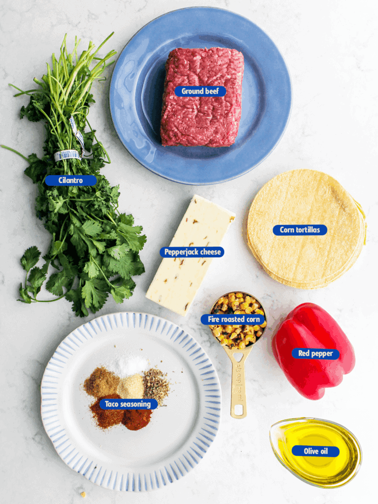 labeled ingredients for mini tacos