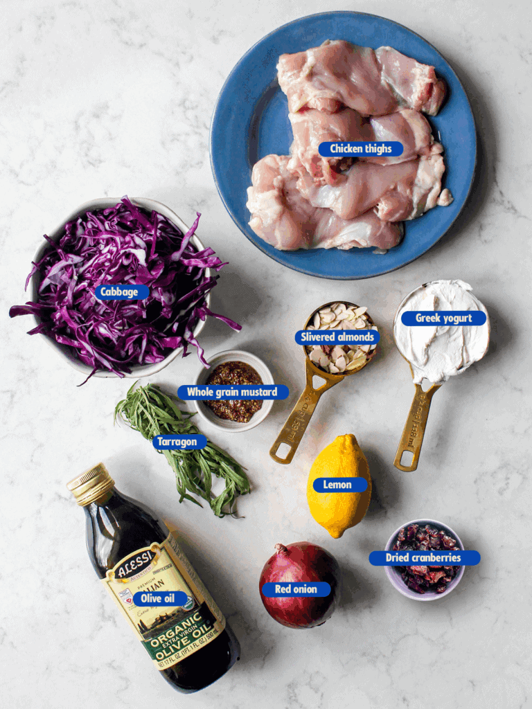 ingredients for tarragon lemon chicken salad