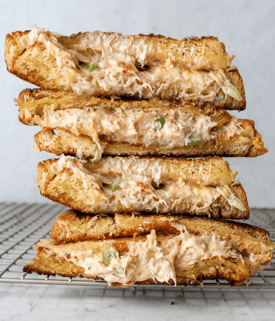 stacked spicy salmon melt