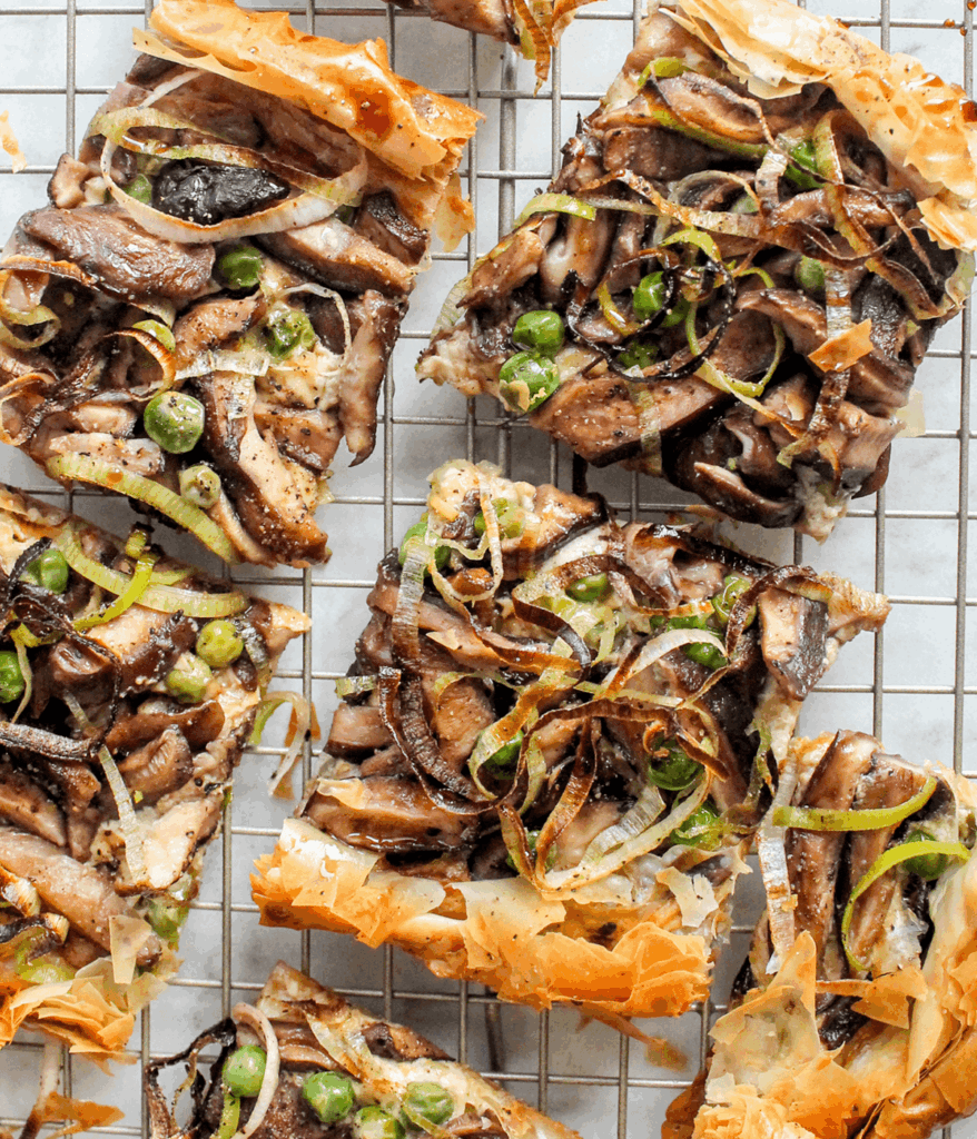 cut up Mushroom Leek Tart