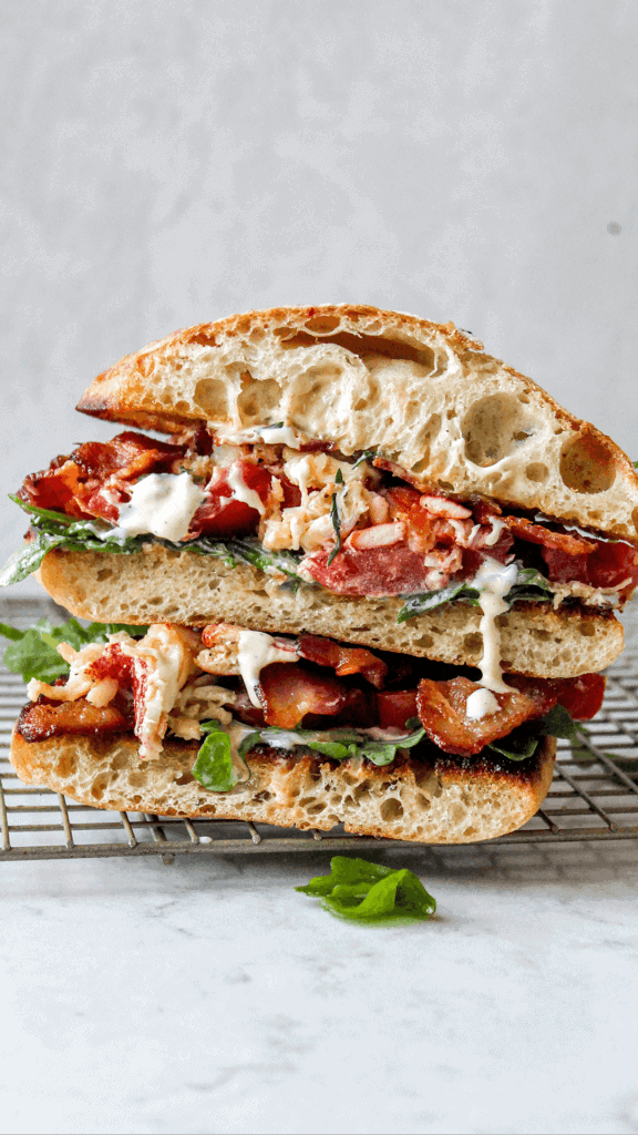 stacked lobster blt