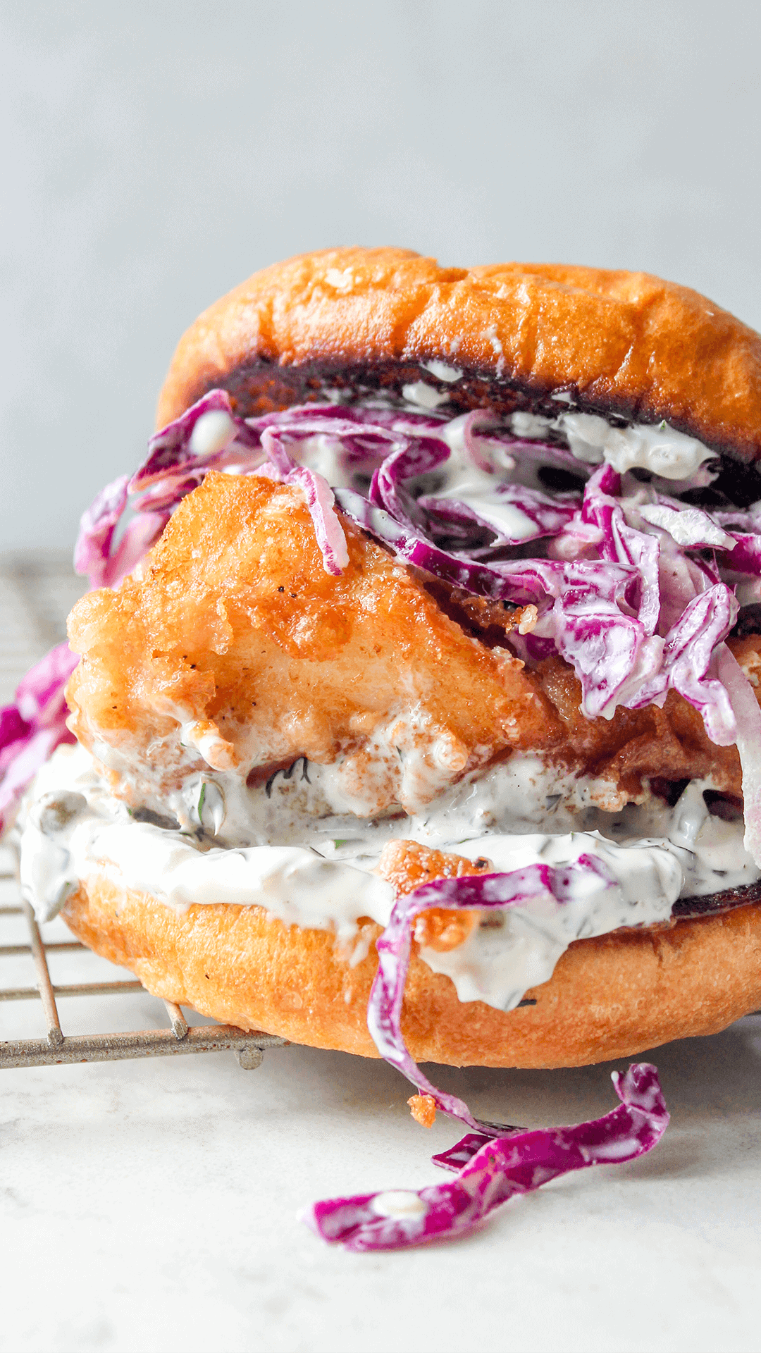 stacked fried fish sandwich