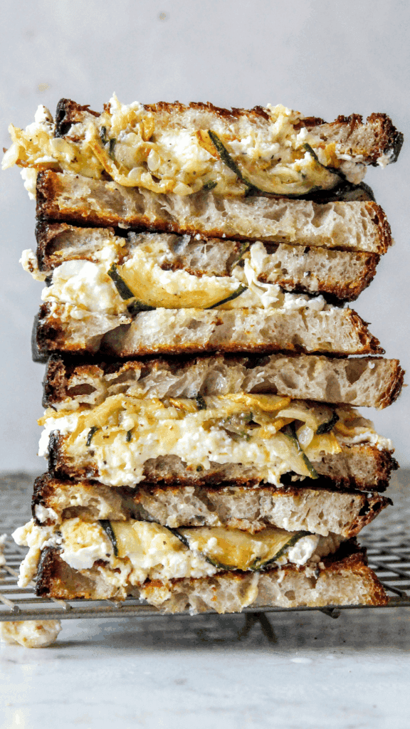 stacked zucchini feta sandwich