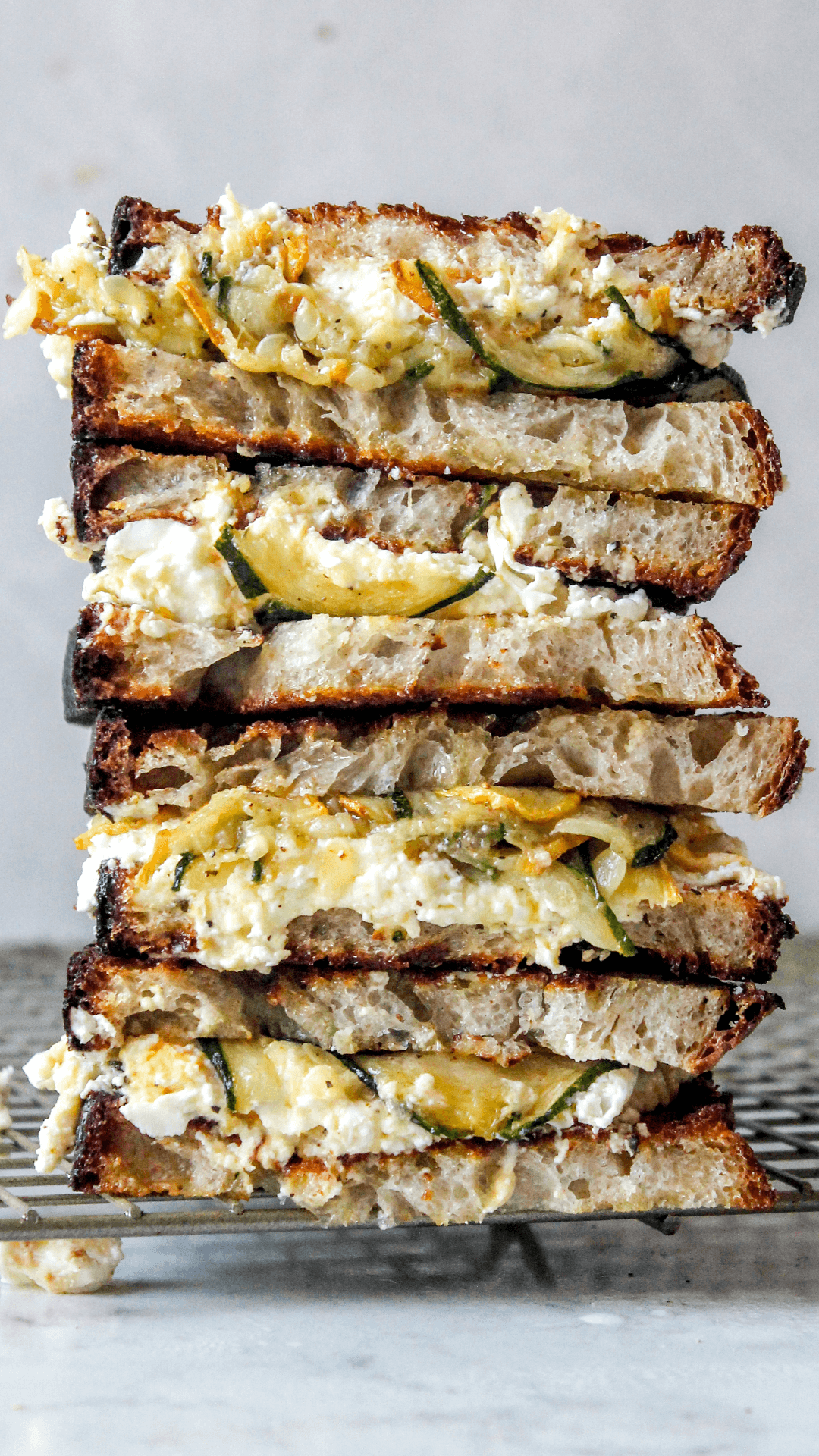 stacked zucchini feta sandwich