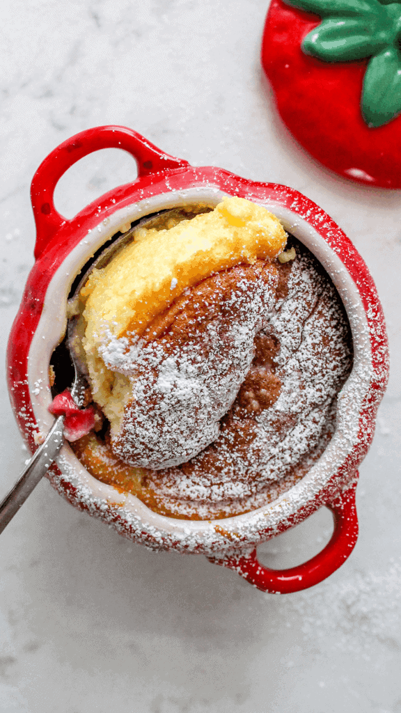 scoop of cocotte lemon pudding cake