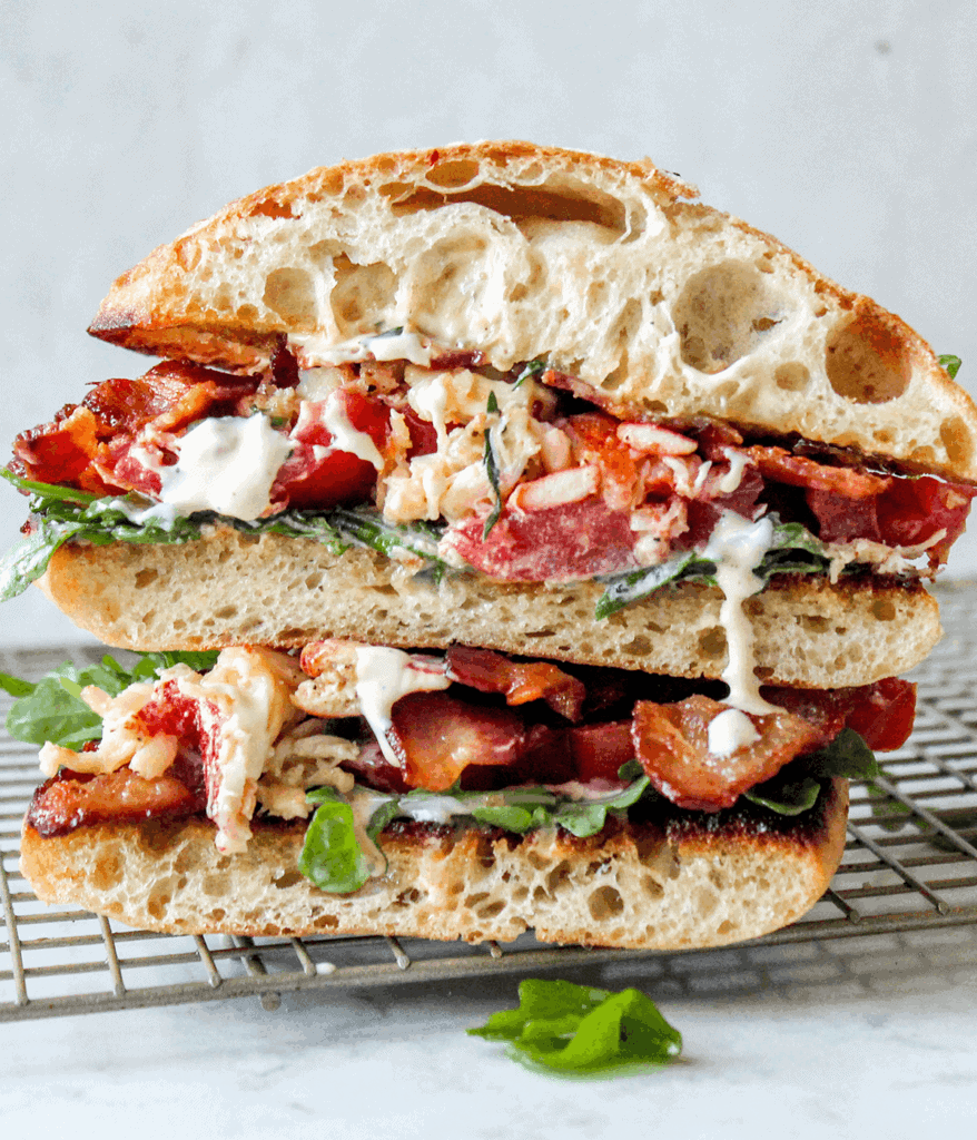 stacked lobster blt