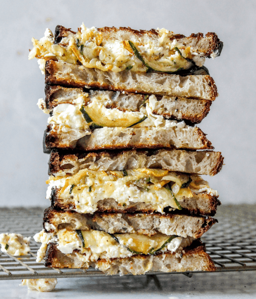 stacked zucchini feta sandwich
