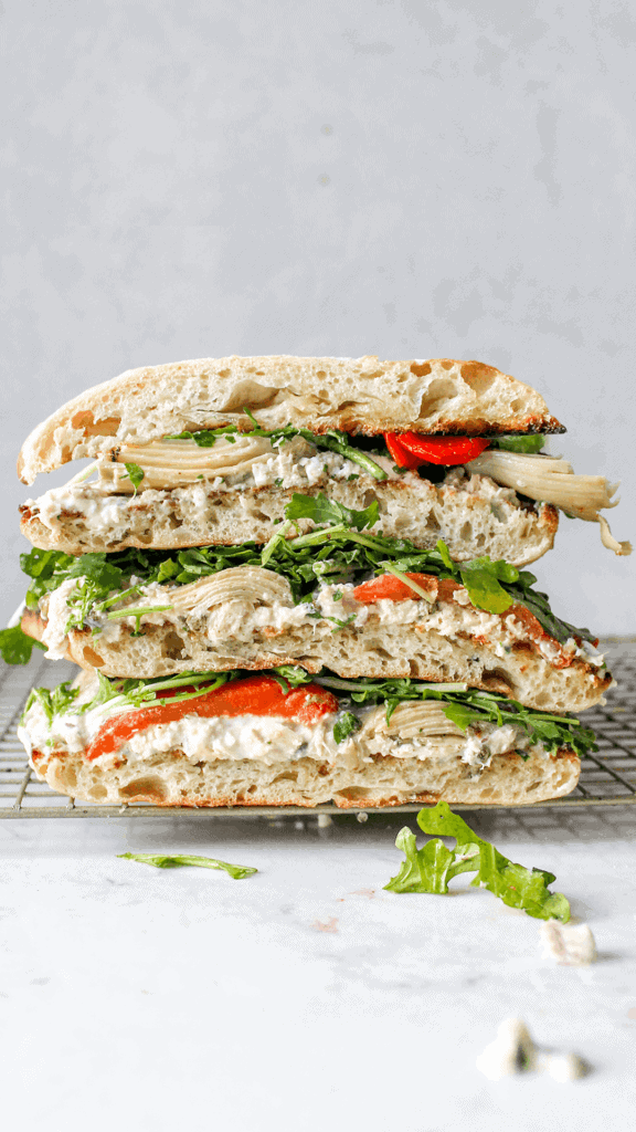 stacked tuna salad sandwich
