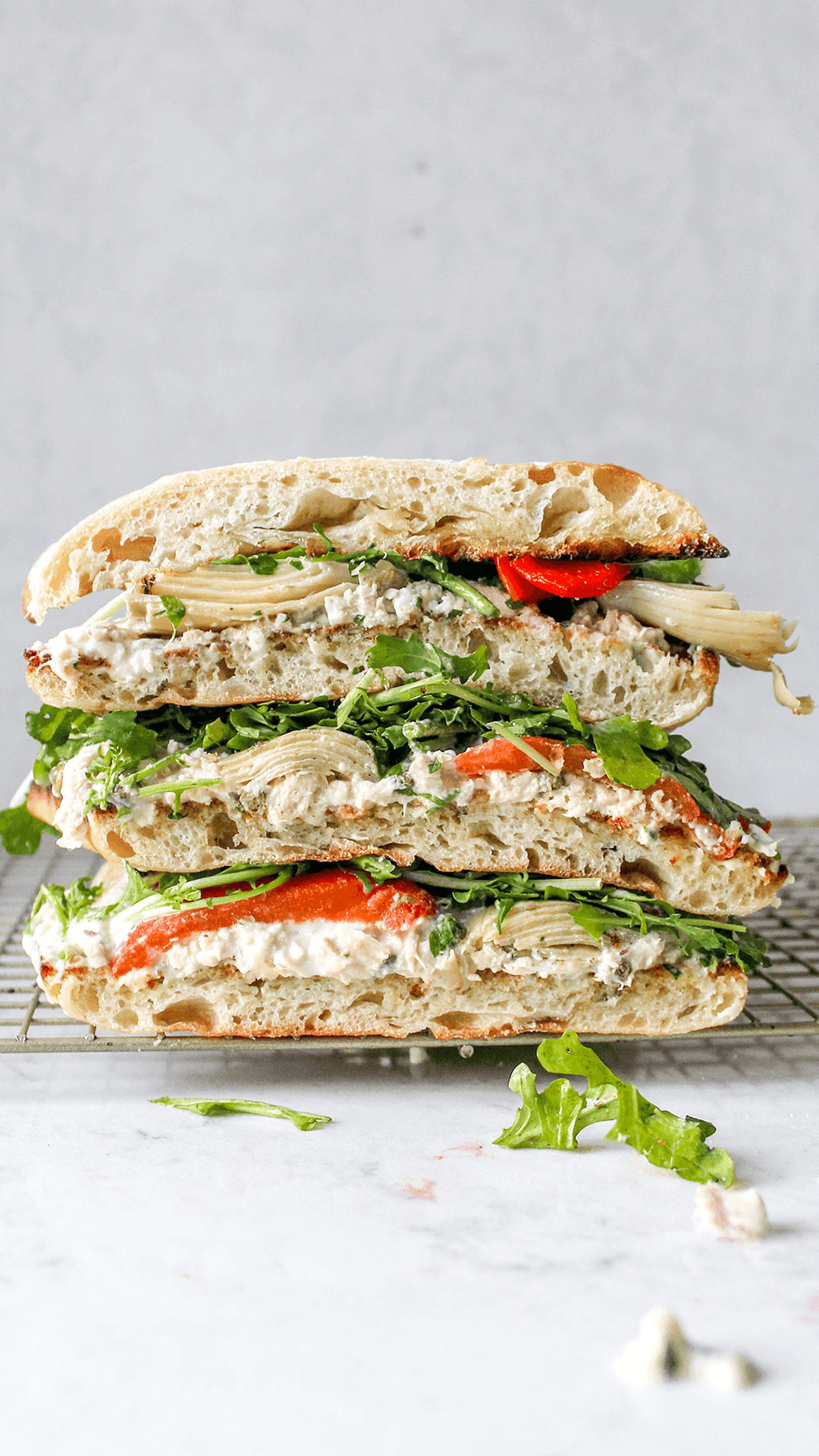 stacked tuna salad sandwich