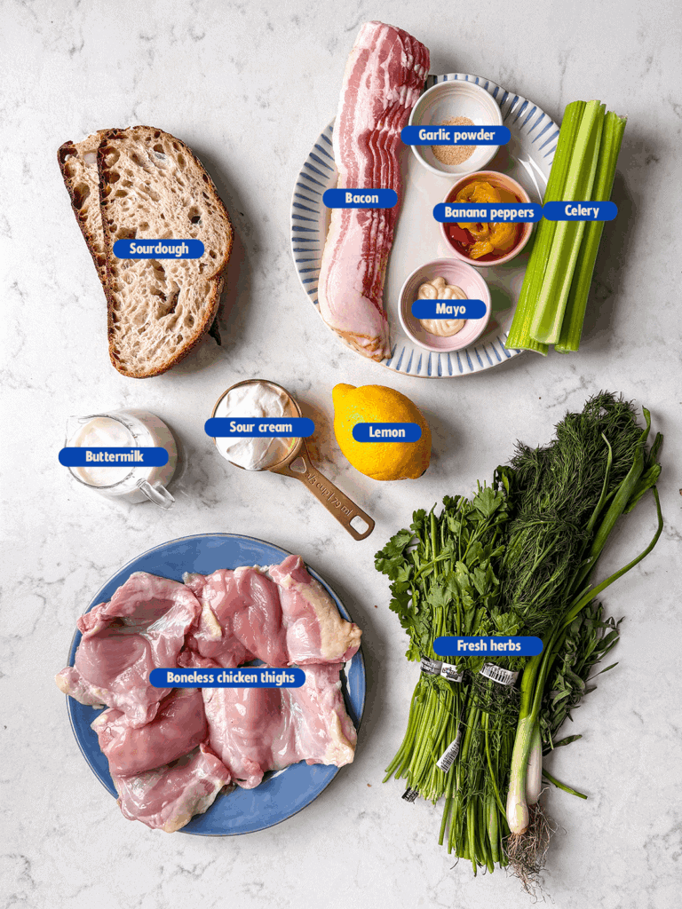 ingredients for bacon ranch chicken sandwich
