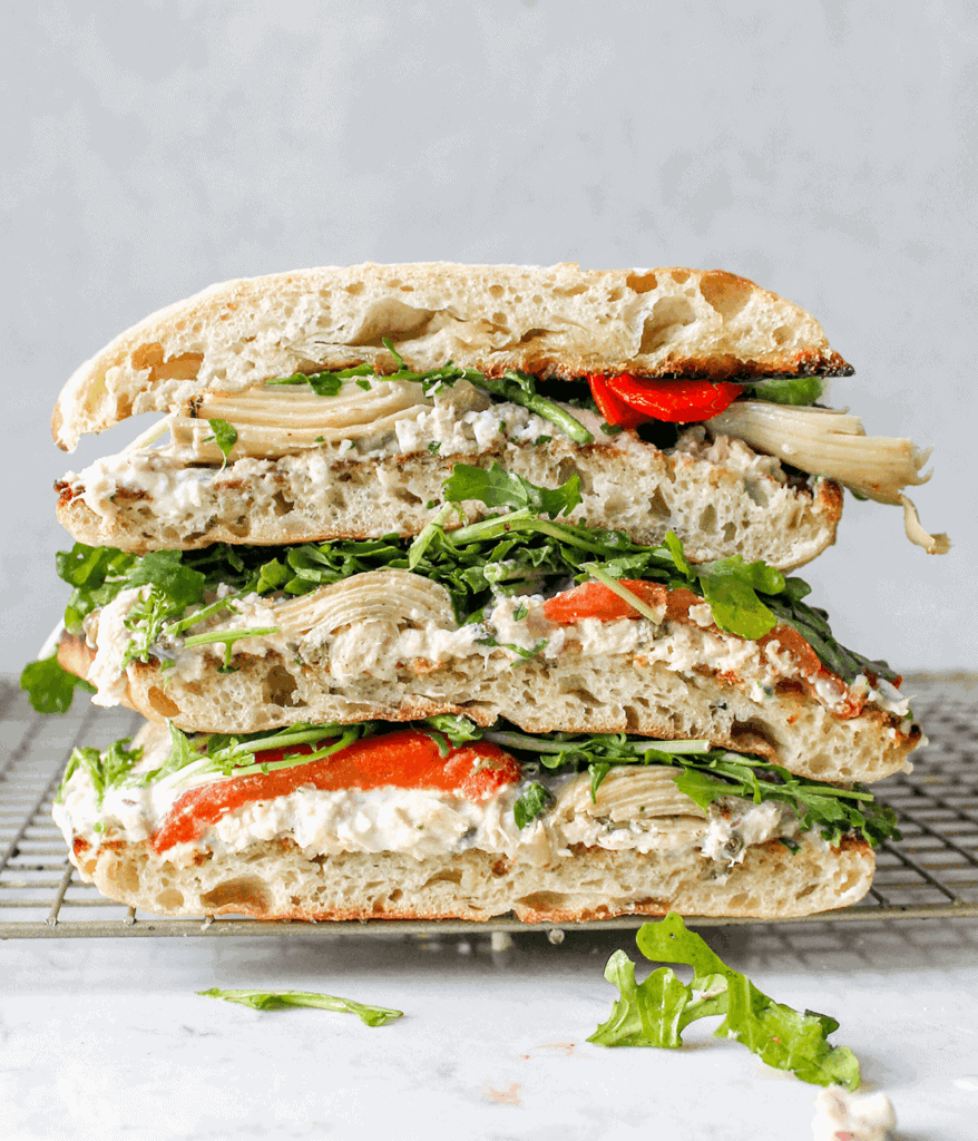 stacked tuna salad sandwich