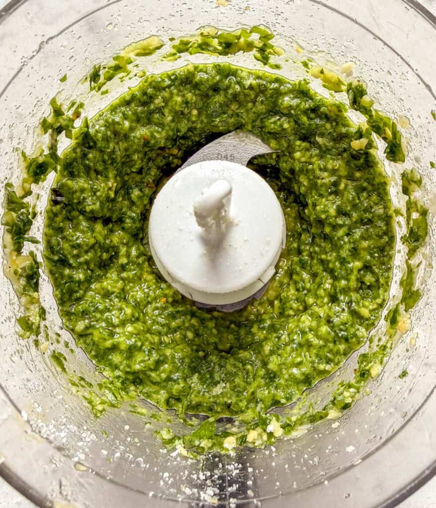 finished bowl of basil pesto